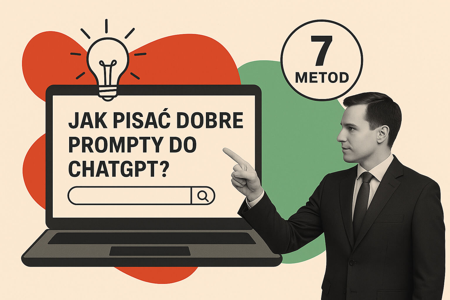 Nowoczesna ilustracja biznesowa z laptopem i sztuczną inteligencją