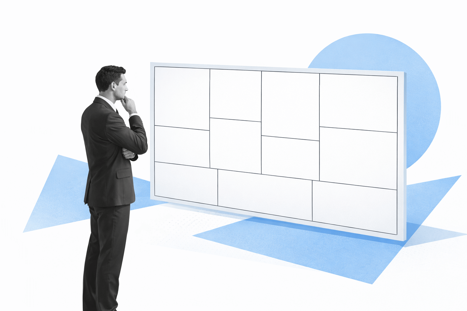 Przedsiębiorca analizujący schemat Business Model Canvas jako fundament strategii marketingowej firmy